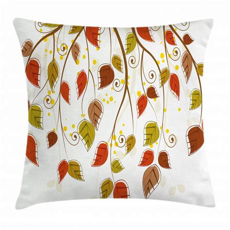 Autumn Throw Pillow Cushion Cover Branches With Fall Leaves Seasonal