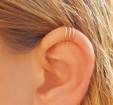 Triple Ear Cuff Gold Ear Cuff Fake Piercing Gold Filled Ear Cuff