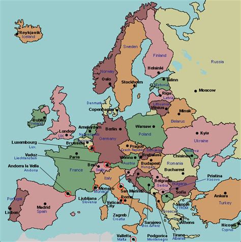 Labeled Map Of Europe With Capitals Map Of World