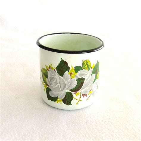 Enamel Mug Cup Vintage Enamel Mug Cup With Floral Decor Etsy