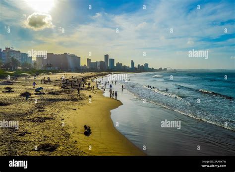 Durban Golden Mile Beach With White Sand And Skyline Kzn South Africa