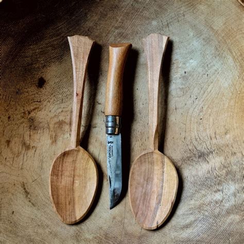 Hand Carved Wooden Eating Spoon Cherry Wood Spoon Unique T Etsy