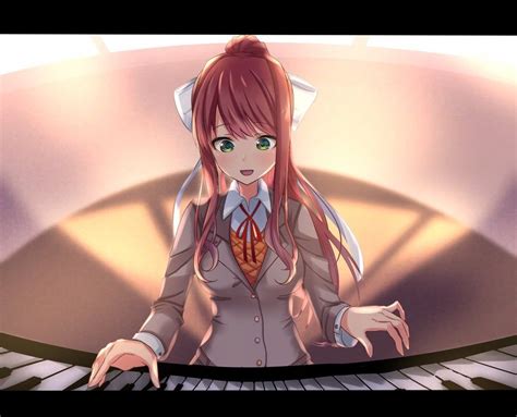 Monika Playing The Piano 💚💚💚 By Moya44444 On Twitter Ddlc