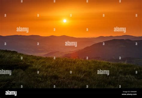 Majestic Sunset In The Mountains Landscape Stock Photo Alamy