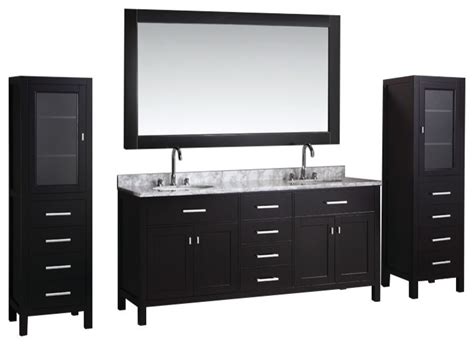 London 72 Double Sink Vanity Set With 2 Matching Linen Cabinet