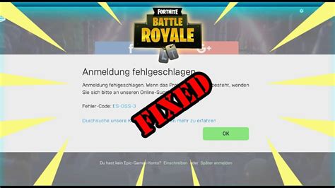 Usually, it's the game server's fault, in which case the situation fixes itself. How To Fix Error Code ES-OSS-3 in Fortnite Epic Luncher ...