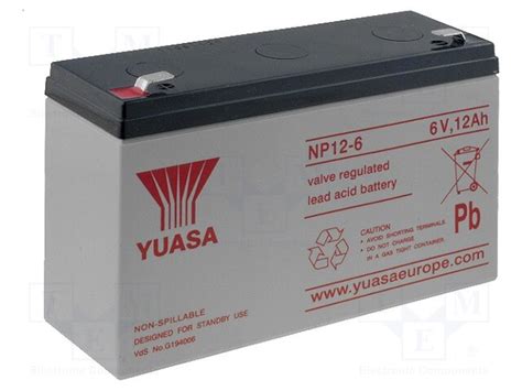 np12 6 yuasa re battery acid lead 6v 12ah agm maintenance free 2 05kg accu hp12 6 y