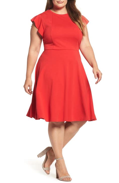 City Chic Frill Sleeve Fit And Flare Dress Plus Size Nordstrom