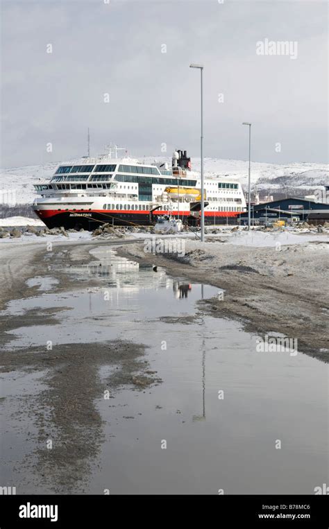 Hurtigruten Mailboat In The Harbour Of Kirkenes Finnmark Lapland