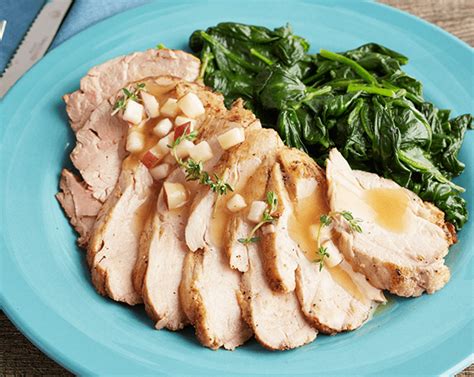 Air fryer pork loin comes out tender on the inside and flavored to perfection outside. Top Chef Meals: Loin of Pork with Apple Gravy (P)