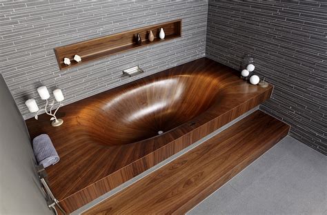 Luxurious And Dramatic Wooden Bathtubs Make A Bold Visual Statement