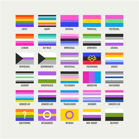 Colección de banderas de orgullo identidad sexual y de género ilustración vectorial Vector Premium