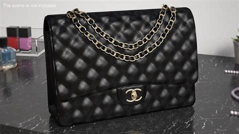 Chanel Classic Handbag Black Grained Calfskin 3d Model 39 C4d Fbx