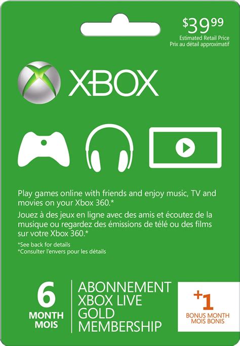 Best Buy Microsoft Xbox Live 61 Month Gold Membership Xbox Live 6 1