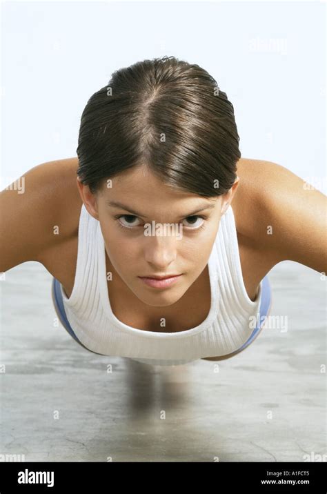 Woman Doing Push Ups Stock Photo Alamy