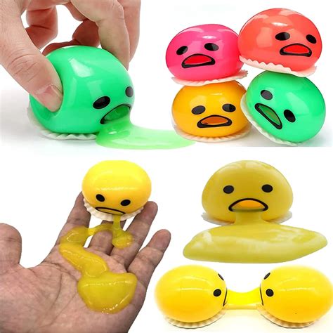 hot selling funny lazy vomiting egg yolk gudetama cute pressure release jokes vomit eggs squeeze