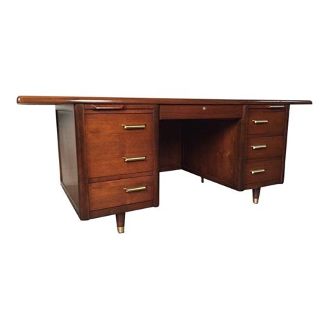 Jasper Mid Century Modern Walnut Executive Desk Large Top Chairish