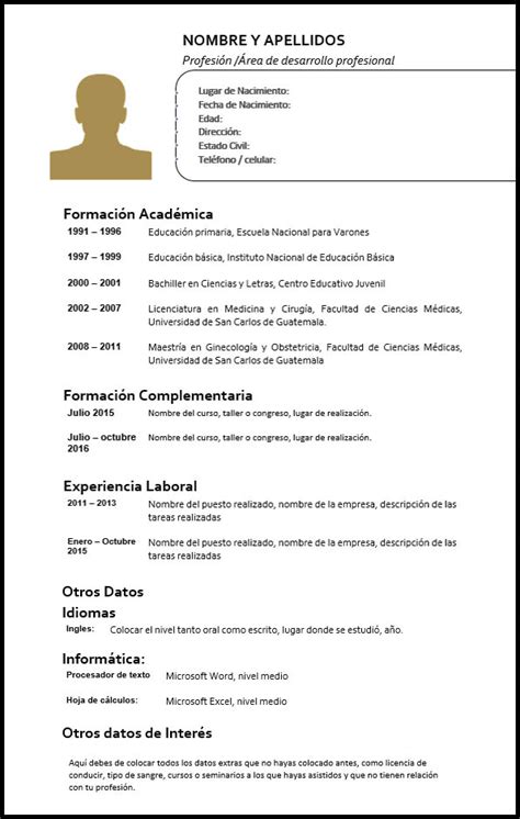 Un currículum excelente te abre miles de posibilidades. Curriculum Vitae Hacer - Modelo de Curriculum Vitae