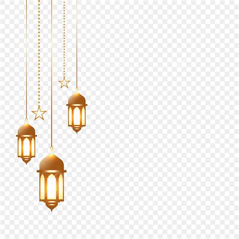 Lentera Ramadhan Lampu Emas Mewah Latar Belakang Transparan Untuk