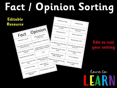 Fact Or Opinion Sorting Activity Ks Teaching Resources