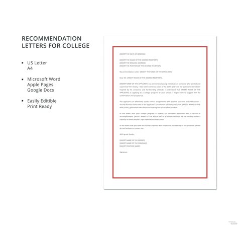 Free Recommendation Letter For College Template In Microsoft Word