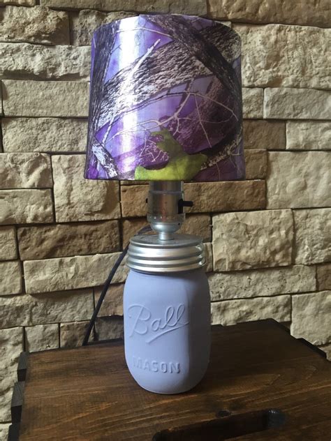 4.7 out of 5 stars. Purple camo lamp shade with purple mason jar lamp (With ...