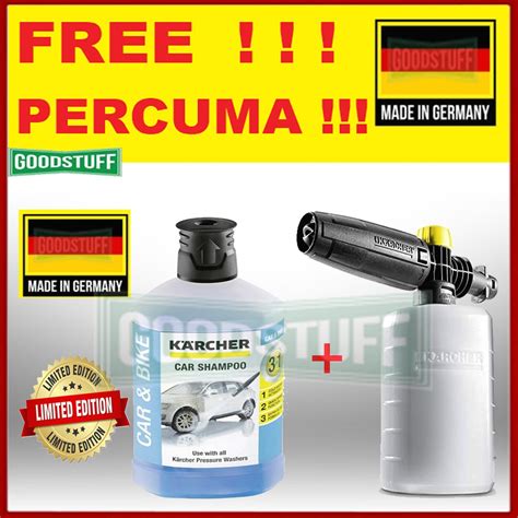 Karcher jet wash will effortlessly remove even the most stubborn dirt from almost any outdoor surface. ORIGINAL KARCHER FJ6 FOAM NOZZLE + CAR SHAMPOO CLEANING ...