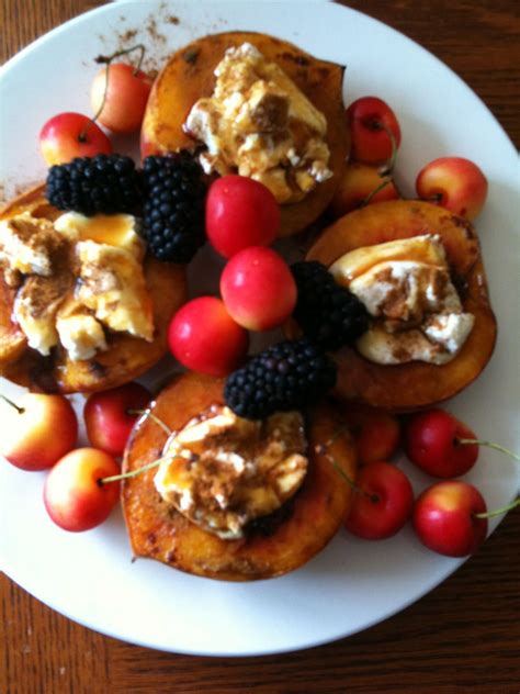 Quick And Seasonal Broiled Peaches With Goat Cheese And Balsamic