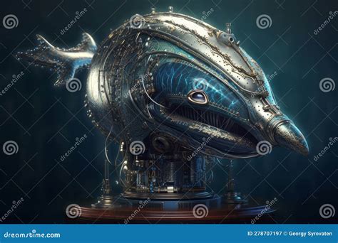 Realistic 3D Whale with Robotic Head and Stunning Cinematic Lighting on