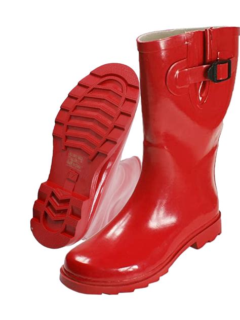 Ownshoe Rubber Waterproof Rain Boots Winter Mid Calf Non Slip Rain