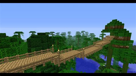 Minecraft How To Build A Jungle House And Bridge Youtube