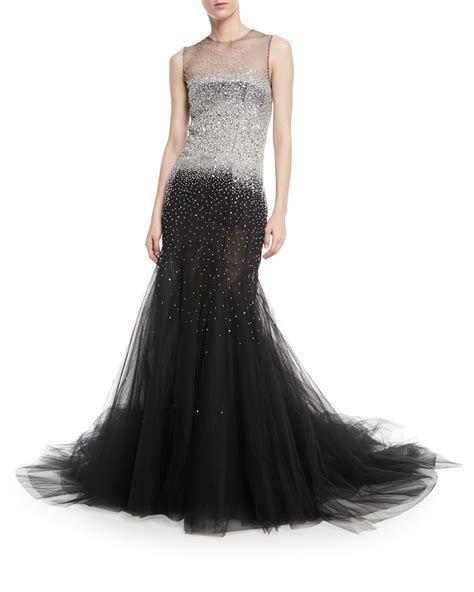 Oscar De La Renta Sleeveless Embellished Tulle Evening Gown Neiman Marcus