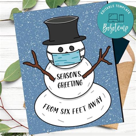 Another way to go is to come up with personalized jokes for each of the persons that you are sending out christmas cards to. Funny Christmas Card 2020 Six Feet Apart Printable Template DIY | Bobotemp