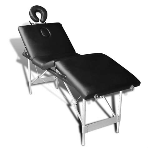 Table De Massage Pliante Avec 4 Zones En Alu Noir Truffaut