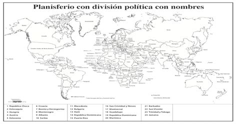 Mapa Mundi Con Division Politica Con Nombres Para Imprimir Pdf Document