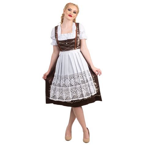 dirndl trachten haus 3 piece long german oktoberfest dirndl cotton dress for womens and girls