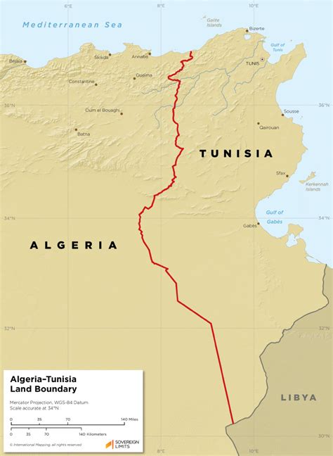 Algeriatunisia Land Boundary Sovereign Limits