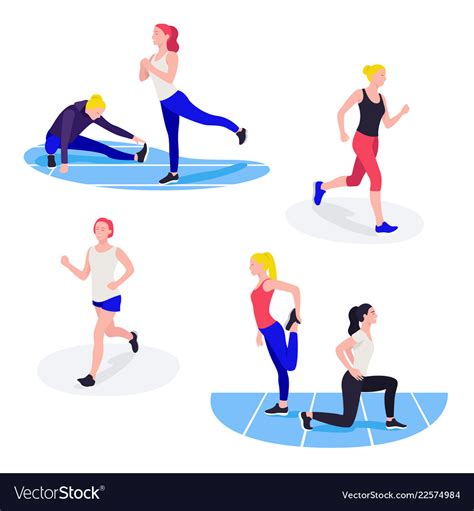 Fit Women Exercising Young Females Athletes Doing Vector Image