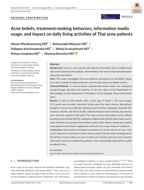 Pdf Acne Beliefs Treatmentseeking Behaviors Information Media