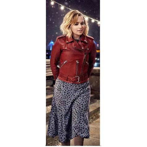 Last Christmas Emilia Clarke Kate Red Leather Jacket Celebs Movie