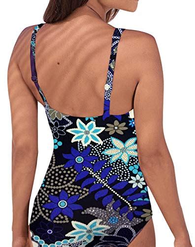 Upopby Womens Vintage Tummy Control One Piece Swimsuits Monokini Printed Plus Size Swimwear