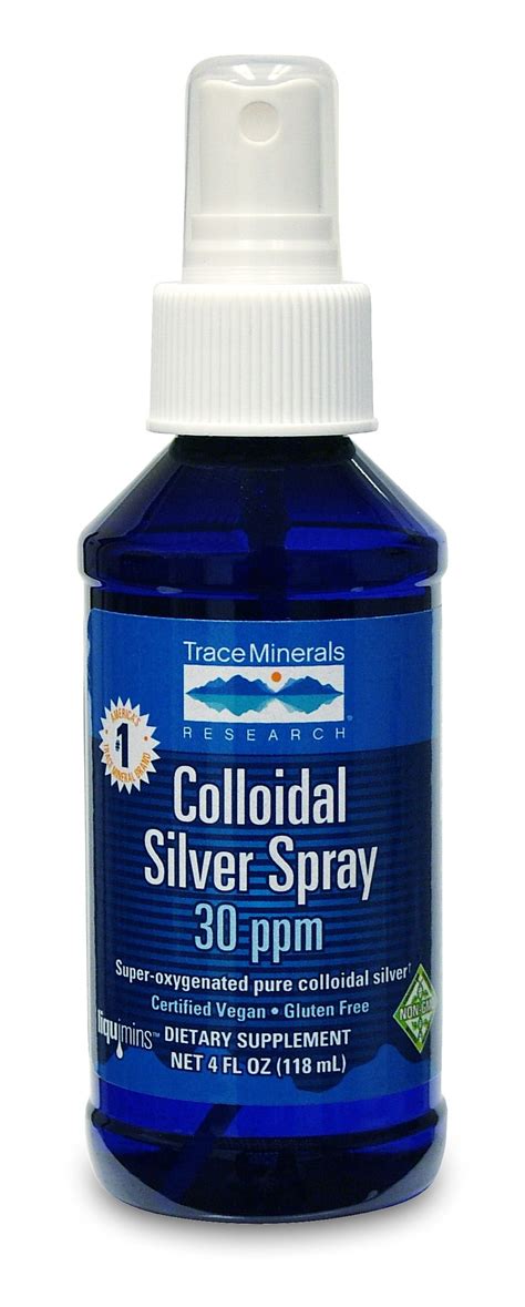 Trace Minerals Colloidal Silver Spray 30 Ppm 4 Oz