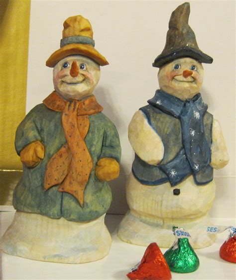 Unique Hand Carved Snowmen Too Wood Carving Patterns Simple Wood