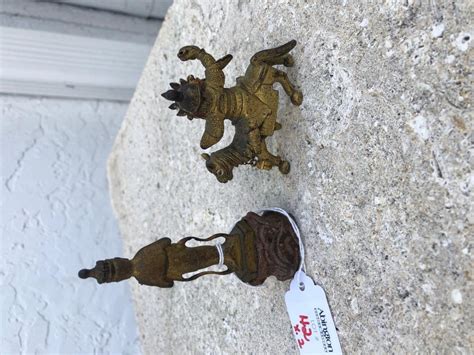Lot 2 Chinese Miniature Bronzes Miniature Figures