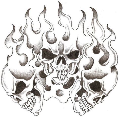 Skulls And Flames By Thelob On Deviantart Skull Coloring Pages