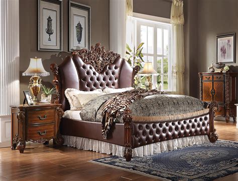 Matching wardrobes, drawers and bedside tables with our bedroom furniture packages, at argos. Luxury PU & Cherry Padded Queen Bedroom Set 3 Vendome II ...