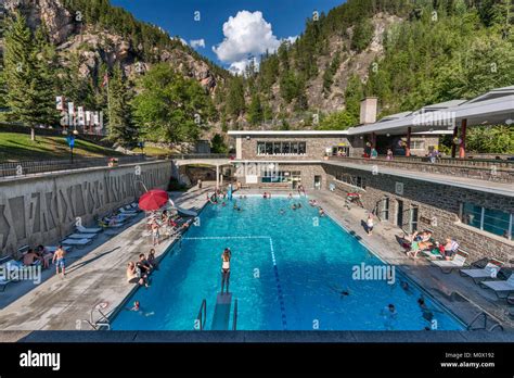 Outdoor Swimming Pool At Radium Hot Springs Resort At Kootenay National Park Columbia Valley