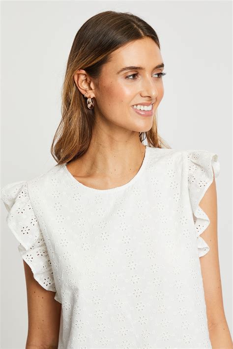 Buy Threadbare White Cotton Broderie Frill Sleeve Blouse From The Next Uk Online Shop