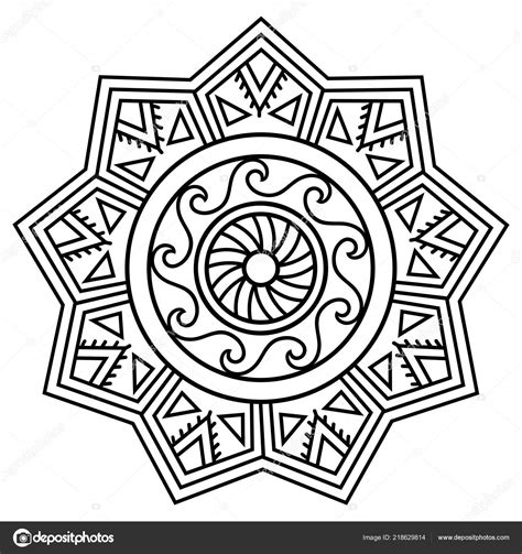 Patrón Circular Forma Mandala Los Ornamentos Tradicionales Los Maoríes