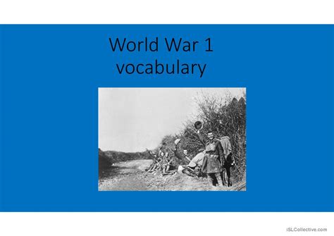 World War One History Vocabular English Esl Powerpoints